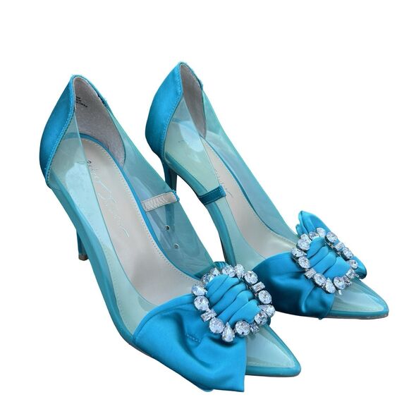 Betsey Johnson Shoes - Betsey Johnson Teal Blue Rhinestone Bow wedding pointed toe heel Maise Pump 9.5